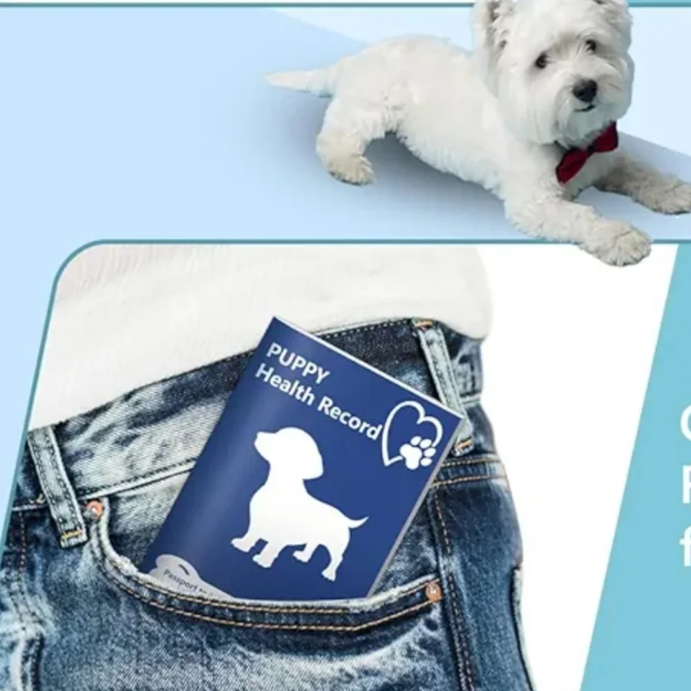 Blue Puppy Health Record Book  Notebook Dog or Cat medical and vaccine book